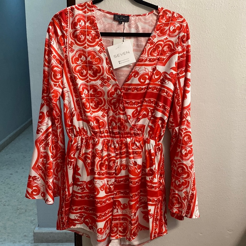 BLITHE Romper with red print